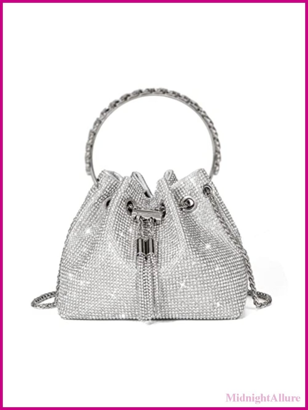Crystal Rhinestone Clutch Evening Bag Sparkly Tassel Purse
